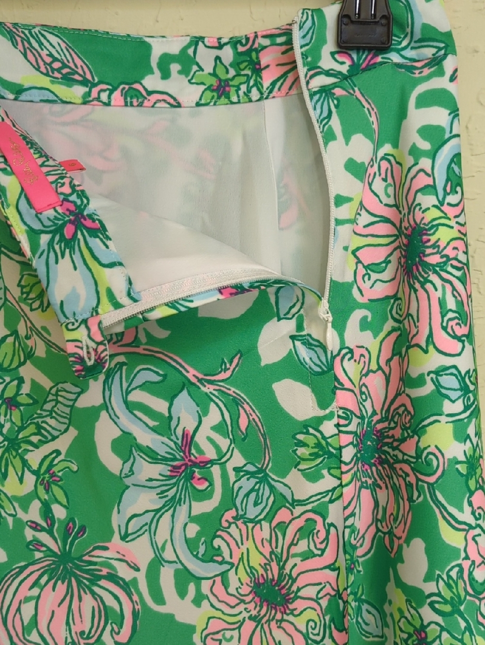 Lilly Pulitzer Rennox Green & Pink Floral Midi Skirt Size 6 - Picture 8 of 12